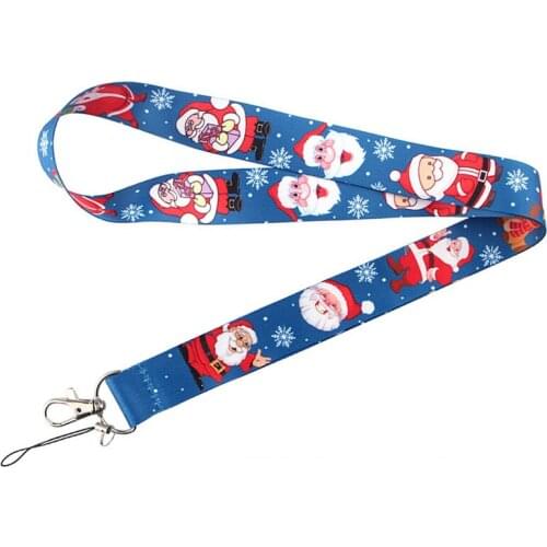 ZF668 1pcs Christmas Santa Claus Neck Strap Lanyards ID Badge Card Rope Chain Necklace Phone Gym Strap Webbing Necklace Gift