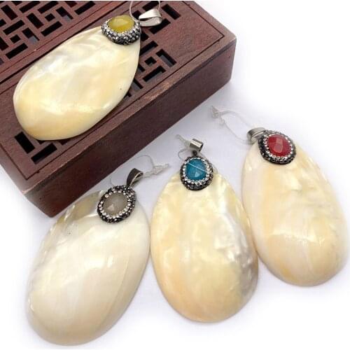 White Shell Necklace Pendant Faceted Crystal Irregular Lady Earring Accessories DIY Jewelry Making Gift Designer Charms 35x61mm