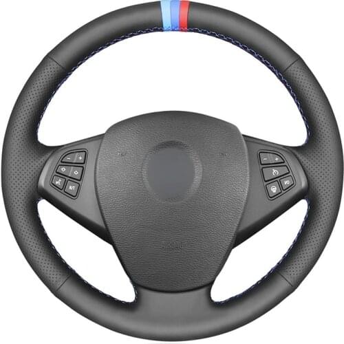 Hand-stitched Black PU Faux Leather Custom Car Steering Wheel Cover for BMW X3 E83 2005 2006 2007 2008 2009 2010