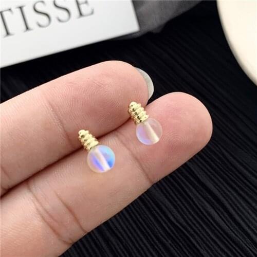 Tiny Light Bulb Shape Stud Earrings for Women Creative Cute Simple Wind Korean Funny Bulb Shape Resin Female Ear Jewelry Gifts