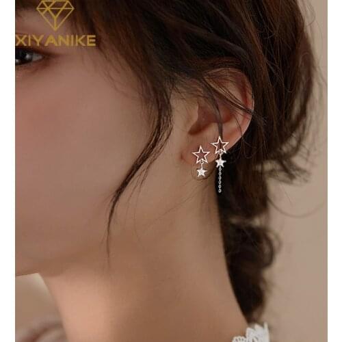 XIYANIKE 925 Sterling Silve Lrregular Star Tasselr Earrings For Women Simple Temperament Wedding Accessories Cерьги 2021 Tренд