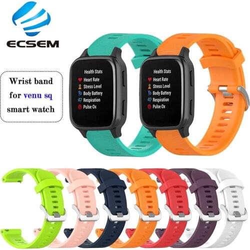 Wristband replacement for Garmin venu sq smart watch accessories bracelet 20MM silicone strap for venu sq texture band loop belt