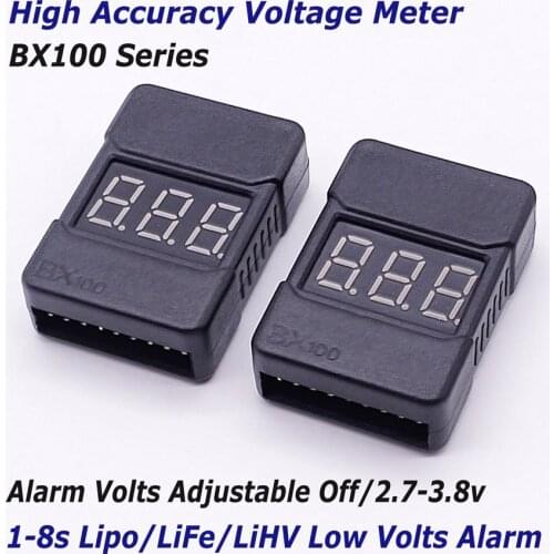 BB BX100 1-8S Lipo Life Lihv Battery Voltage Tester Meter/ Low Voltage Buzzer Alarm/ Battery Voltage Checker with Dual Speakers