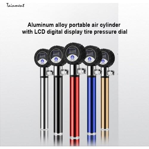 Bicycle Pump Cycling Hand Air Pump Liquid Crystal LCD Digital Display Tire Pressure Dial Pump for PRESTA and SCHRADER Valves