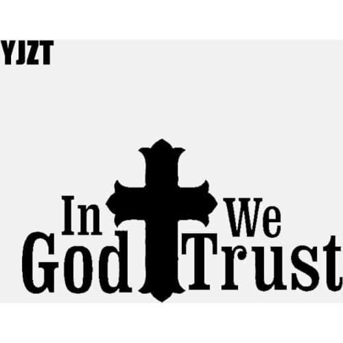 YJZT 14.7CM*7.5CM In God We Trust Christian Vinyl Decal Car Sticker Black/Silver C3-1417