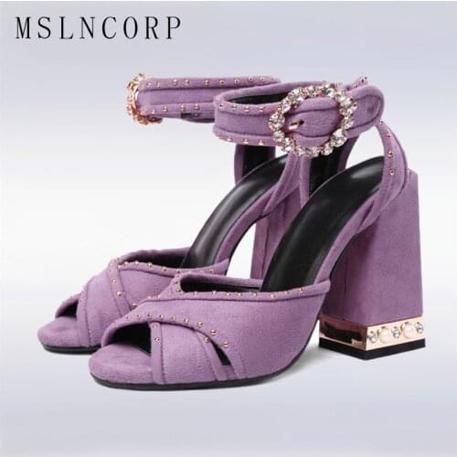 Plus Size 34-43 Genuine Leather Sandals Women Sexy Summer Shoes Pearls High Heel fashion Ankle Crystal buckle rome rivet Pumps