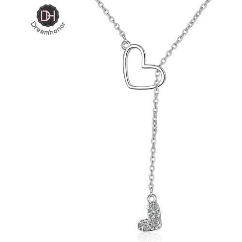Dreamhonor 2021 Fashion Trendy Best Friends Honey Love Pendant Necklace Double Heart For Women Chain Necklaces Jewelry