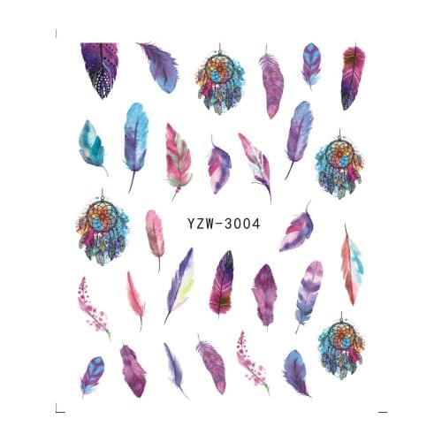 1 Piece Nail Water Sticker Feather Dreamcatcher Design For Nails Art Decal Slider Wraps Decor Tip Manicure