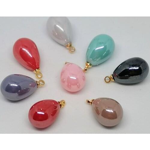 10pcs Cream Color Acrylic Water drop Pearl Buttons Gold Color Pendants Sewing Handwork Buttons Decoration Mix Color
