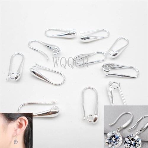 100PC 925 Sterling Silver Drop Shape DIY Jewelry Components Exquisite Hook-shaped Earrings for Crystal Stone Jewelry Making