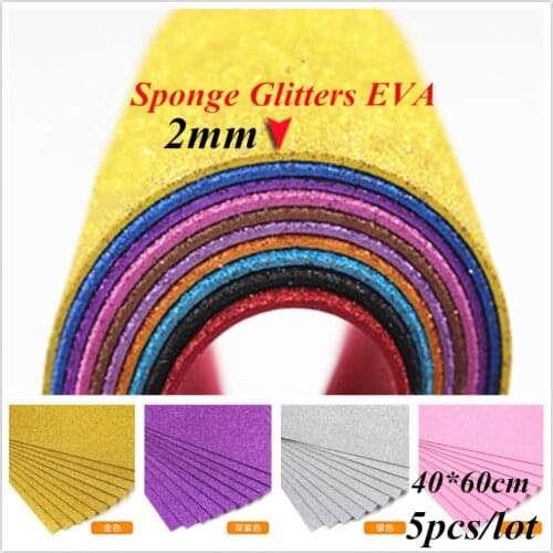 2mm 5pcs EVA Sponge Glitters Foam Sheet Craft Paper Fold Scrapbooking Paper Crafts Decor DIY Card Artwork Accessories 40*60cm