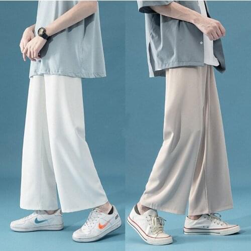 2021 Brand clothing Men New ice silk slacks for summer Pants/male Loose and comfortable Casual pants women Trousers S-2XL