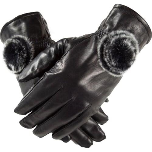 2021 winter natural real leather gloves women,sheepskin Cycling gloves .003