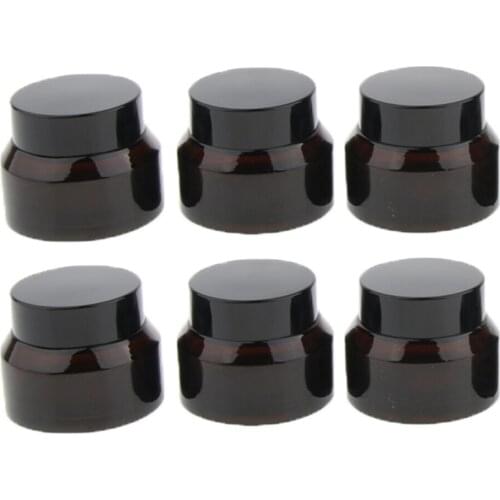 6pcs Premium Quality Glass Makeup Cream Lip Balm Container Jar Nail Art Pot with