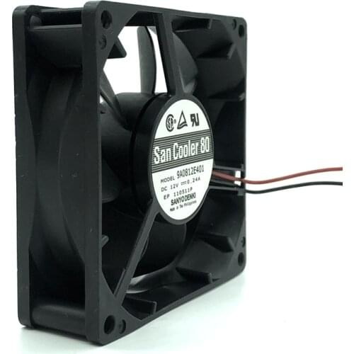 9A0812E401 DC 12V 0.24A 80x80x25mm Server Axial Computer PC 8cm 80mm Cooling Fan Dual Ball Bearing 3300RPM