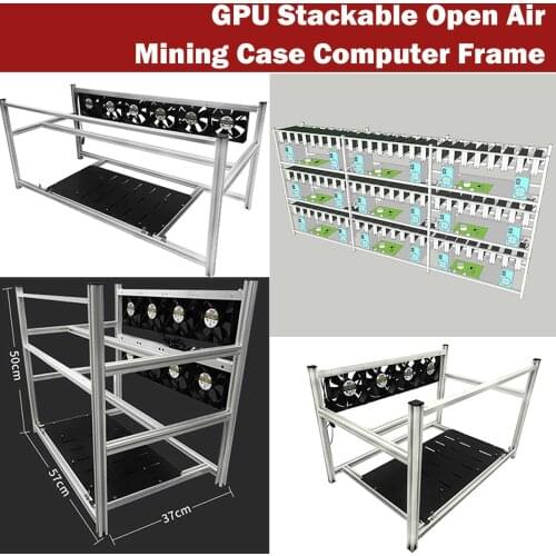 Aluminum 6/8/12 GPU Stackable Open Air Mining Case Computer Frame for BTC ETH Rig Bracket Open Frame GPU Case 2021 New