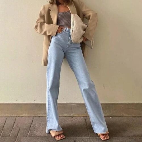 Pop Wide Leg Pants Ladies Jeans Pure Cotton High Waist Casual Four Color Straight Leg Jeans New Summer Casual High Street