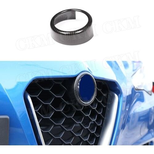 Carbon Fiber Material Front Bumper Car Logo Decoration Ring For Alfa Romeo Giulia 2017 2018 2019 ABS Carbon Look Auto Styling