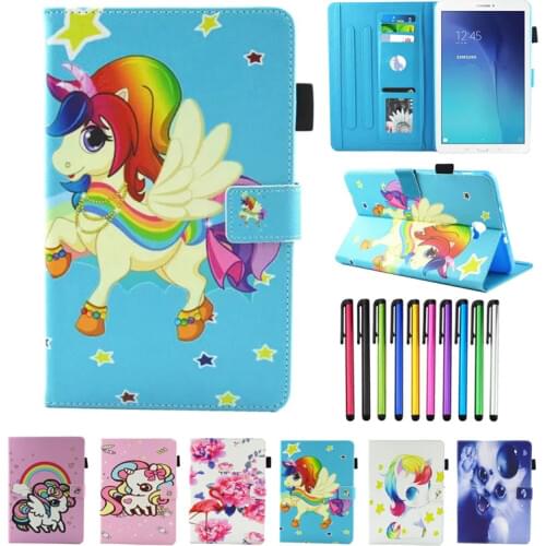 For Samsung Galaxy Tab A6 10.1 2016 SM-T580 T585 Case Cartoon Unicorn Painted Flip Cover Case Fundas For Samsung Tab A 10.1 Gift