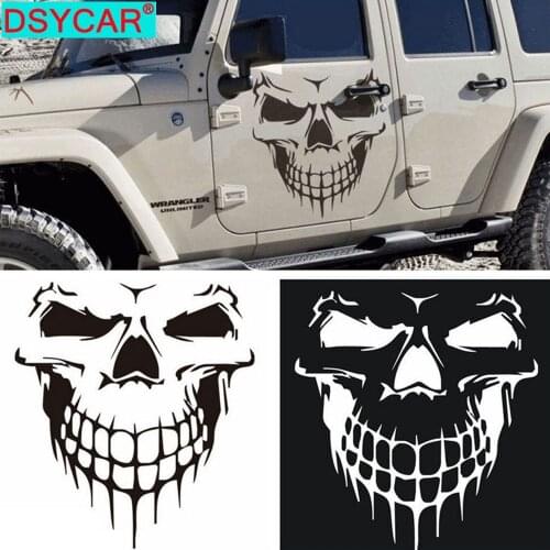 DSYCAR 1Pcs Large Size 59X53CM Skull Head Car Stickers and Decals Reflective Vinyl Car Styling Auto Engine Hood Door Window Car