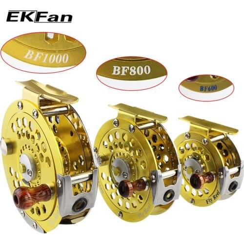 EKFan High Quality 3/4 5/6 7/8 WT Fly Fishing Reel Ultralight Gold Color Fishing Reel CNC Machine Aluminum Fly Fishing Reel
