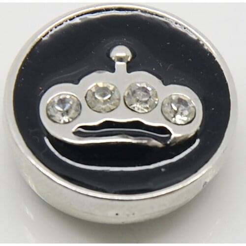 Crown Pattern Rhinestone Enamel Snap Button Charm For 18mm Jewelry Making