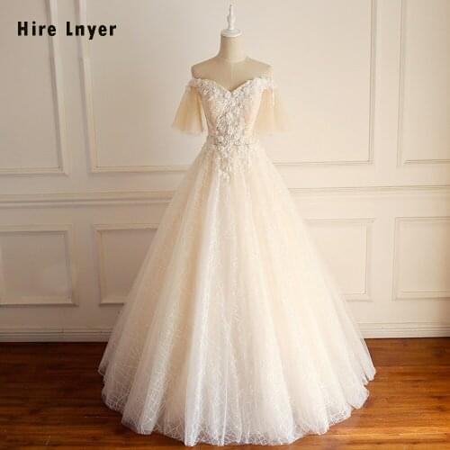 HIRE LNYER New Listing Sweetheart Short Sleeve Beading Flowers Lace Wedding Dress Vestido De Noiva Renda China Shop Online