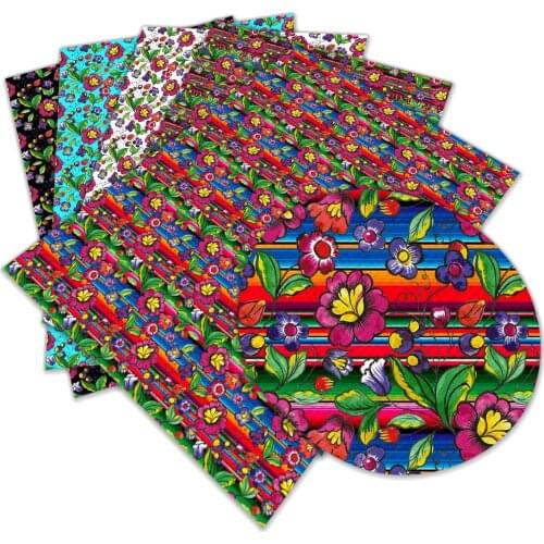 New Arriavl Beautiful Flower Pattern A4 22x30cm Printed Faux Leather for DIY Bag Material Fabric L312 L313