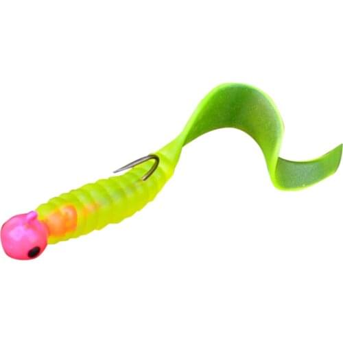 17pcs Artificial Fishing Soft Lure Bait Simulation Twintails Worm Accessories Tool Hook Tackle Grub 3d Eyes
