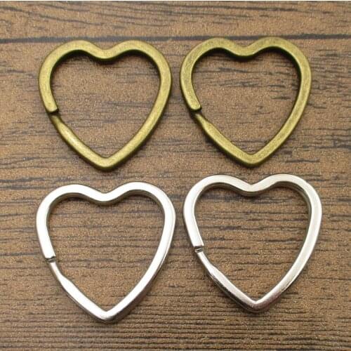 Heart Key Rings 10PCS/Lot 31×31mm Love Shape Split Keyrings Keychain Jewelry Making Supplies 2 Colors Available-RS655