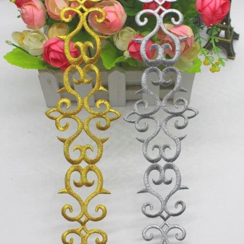 Cosplay Lace Ribbons Gold Lace Embroidered Appliqued Iron On Europe Vintage Diy Dancewear Trims 6 Yard/Lot Gold and Sliver 6.6cm