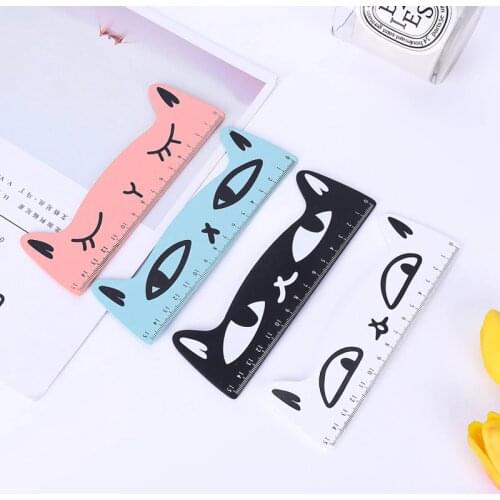 15 CM Lovely Kitten Straight Ruler Creative Sweet Cat Wooden Rulers Sewing Drawing Tool Office Children School Stationery Supply