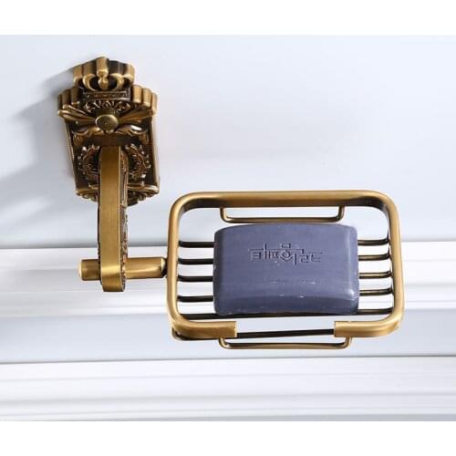 Fashion Antique Brass Soap Dish Pure Copper Bathroom Soap Basket Bathroom Accessories Suction Cups For Bathroom