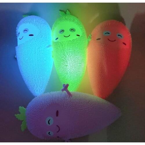 Highly Simulated Solid Color Luminous Carrot Shape Squeeze Toys for Children
