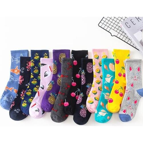 Animal Couple Cotton Socks Kawaii Funny Fruit Women Socks Spring Autumn Cute Harajuku Fashion Socks For Men Women Street Sock