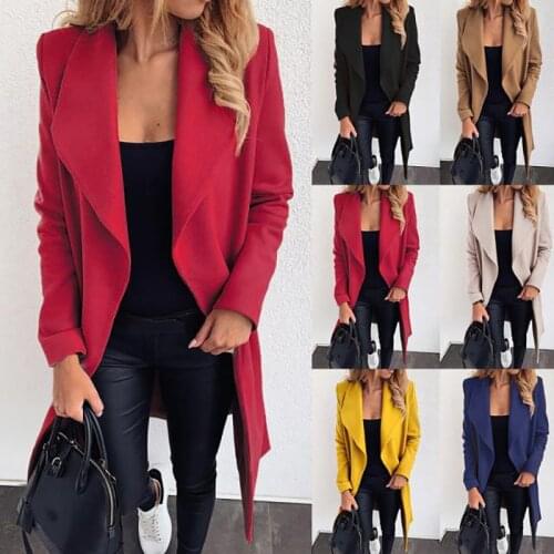 Autumn winter lapel long red khaki black blue woolen coat zaraing-style za 2020 women sheining vadiming female jacket coat