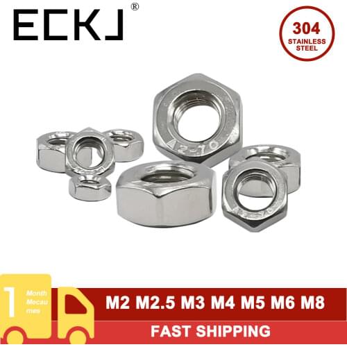 All Kinds of Size 304 Stainless Steel Hex Hexagon Nut M1 M2 M3 M4 M5 M6 M8 M10 M12 M14 M16 M18 M20 M22 M24 M27 M30 M33