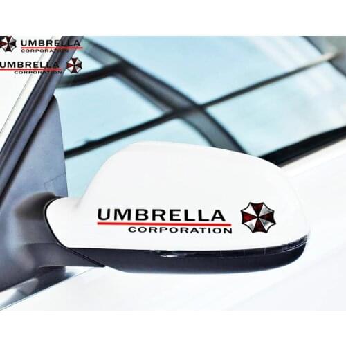 Etie 2 X Umbrella Corporation Reflective RearView Mirror Car Sticker Decal Accessories for Toyota Chevrolet Volkswagen Honda