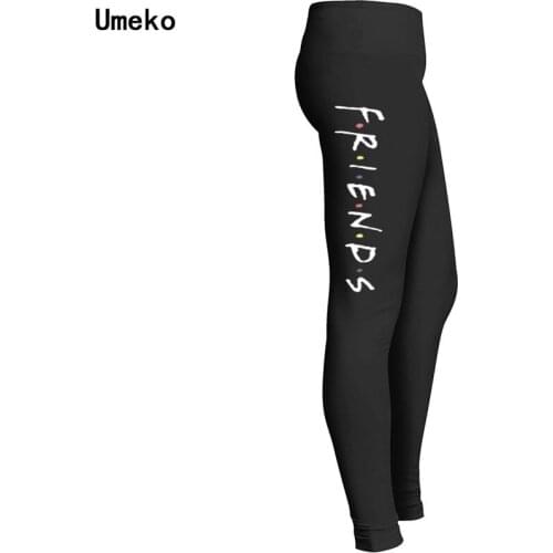 Umeko Plus Size High Waist Letter Friends Gym Leggings Women Spring Autumn Elastic Fitness Workout Skinny Pants Clothes Y2K