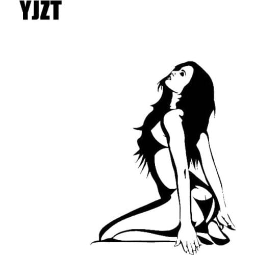 YJZT 10.7*14.2CM Desire Lively Sexy Girl Good Quality Covering The Body Black/Silver Vinyl Decals Popular Nice Design C20-0355