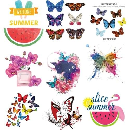 Iron On Butterfly Heat Transfer For Clothing Cartoon Transfers For Clothes Applique Thermal Stickers For DIY Washable T-shirt