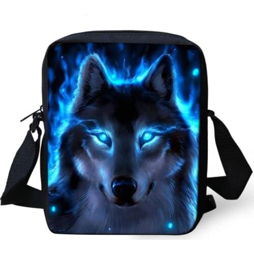 Moonlight Wolf Shoulder Messenger Bag Crossbody Phone Bag for Boys Phone Bag Shopping Bags Mochila Infantil