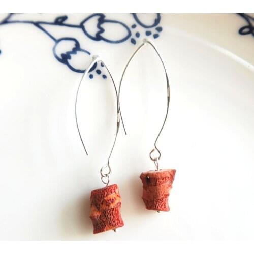 925 sterling silver fashion jewelry drop dangle earrings handmade designer natural coral for women gift