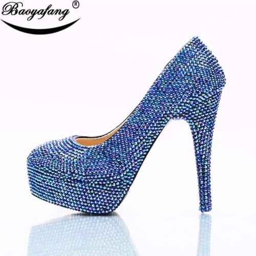 2019 Womens wedding shoes Baolan AB Drill Crystal Shoes Bride bridesmaids wedding shoes party dyess shoes woman
