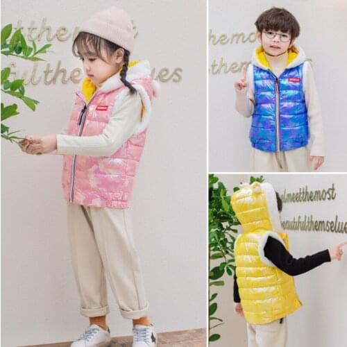 Baby hooded thickening warm waistcoat boys cotton filling zipper vest girls jacket winter warm vest outwear for 3-11T children