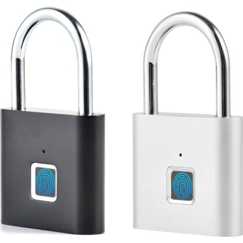 010 Mini Smart Biometric Thumbprint Door Padlocks Rechargeable Door Door Fingerprint Smart Padlock USB Keyless Quick Unlock