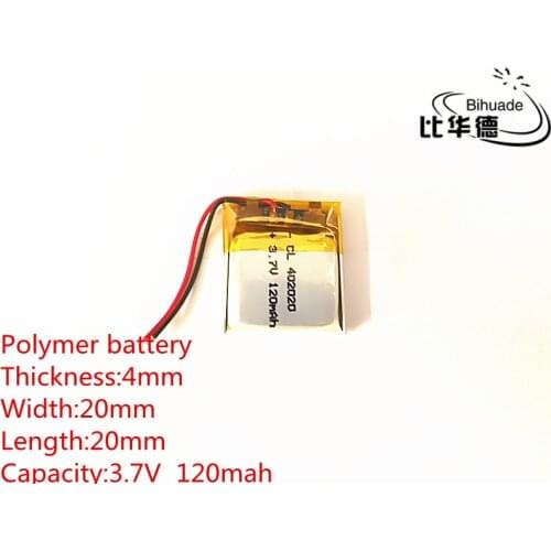 10pcs 3.7V,120mAH,402020 PLIB; polymer lithium ion / Li-ion battery for GPS,mp3,mp4,mp5,dvd,bluetooth,model toy mobile bluetooth