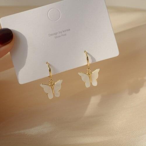 14k Real Gold Plated Fashion Jewelery Shell Butterfly Exquisite Stud Earrings for Woman Holiday Party Elegant Earring
