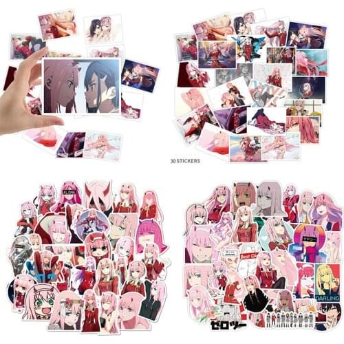 30pcs 50pcs Anime Darling in the Fanxx Stickers Zero Two 02 Car Stickers For Laptop Luggage Motorcycle Skateboard PVC Decals