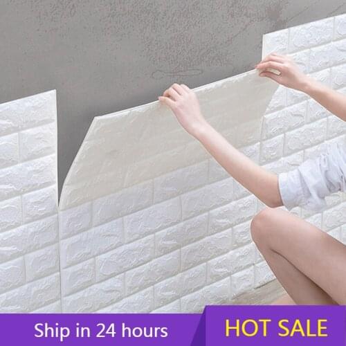 3D Brick Wall Stickers DIY Self Adhensive Decor Foam Waterproof Wall Covering Wallpaper Kids Living Room 70*77cm